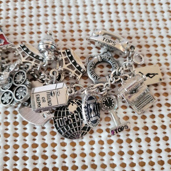 Silver Tone Chunky Cha Cha Statement Enamel Dangle Charm Bracelet - Picture 13 of 14